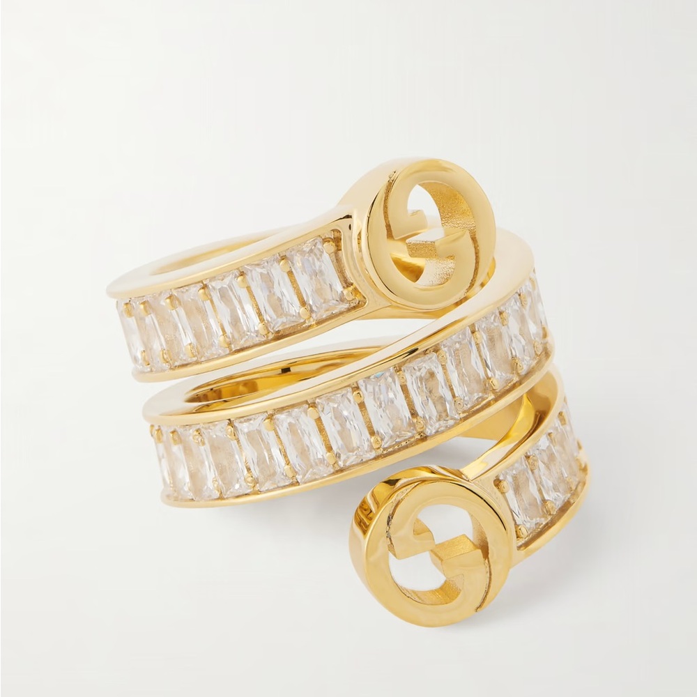 Gucci Gold Spiral Ring with Silver Accents